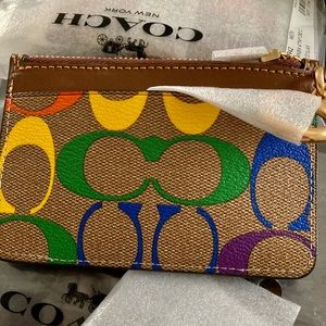 New Leather Rainbow COACH Key, Coin & Card Case Signature Wallet LAST ONE!!!!!
